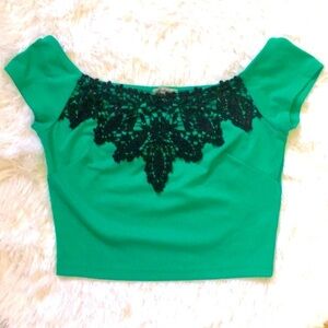 Charlotte Russe Lace Detail Victorian Crop Top
